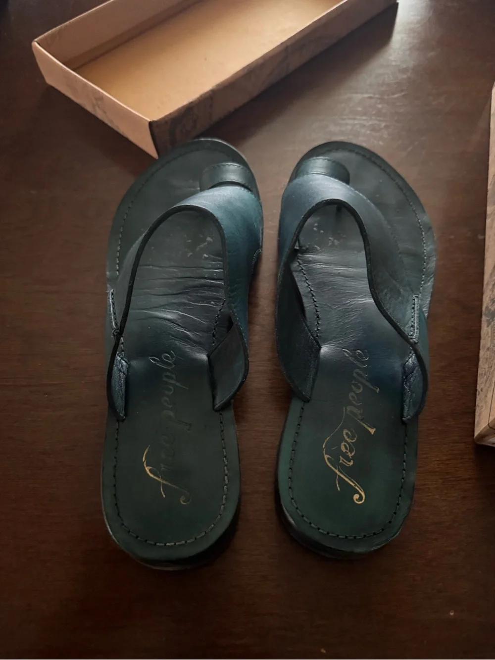 Free People Sant Antoni Slide in Turquoise Teal